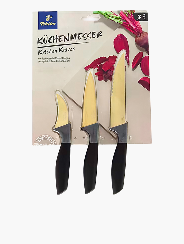 MyRunway | Shop Tchibo Black Kitchen Knife Set 3 Pack for Women